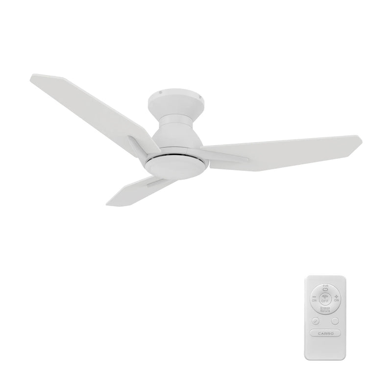 Carro Leon 44in 3-Blade Flush Mount Ceiling Fan | White Plywood Blades and Remote Control | Bedrooms & Living Rooms | 44 x 44 | Model CFR443J3-N10-W1-1-FM