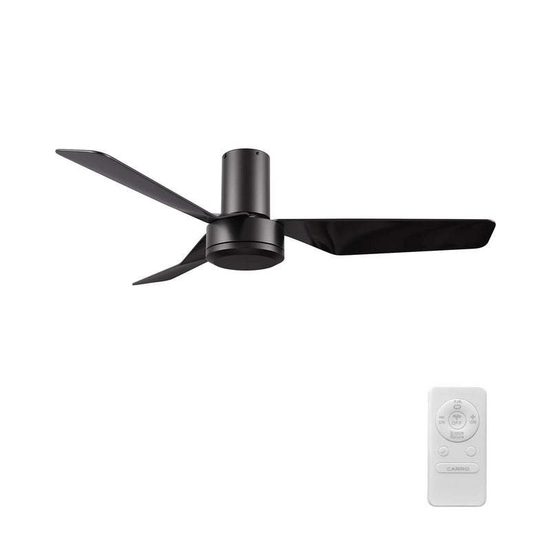 Carro Caerus 44in 3-Blade Ceiling Fan | Modern Black ABS Blades | Bedroom & Living Room | 10 x 44 x 44 in, Flush Mount | Model CFR443N2-N10-B2-1-FM