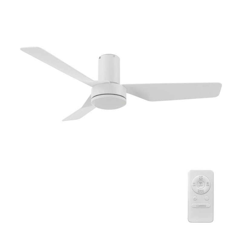 Carro Caerus 44in 3-Blade Ceiling Fan | Modern White ABS Blades | Bedroom & Living Room | 10 x 44 x 44 in, Flush Mount | Model CFR443N2-N10-W1-1-FM