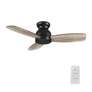 Carro Stanley 44in 3-Blade Flush Ceiling Fan | Modern Black Barnwood Plywood Blades | Bedroom & Living Room | 10.8 x 44 x 44 | Model CFR443Q-N10-BG-1-FM