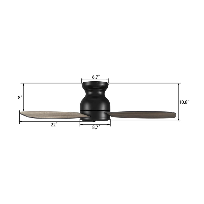 Carro Stanley 44in 3-Blade Flush Ceiling Fan | Modern Black Barnwood Plywood Blades | Bedroom & Living Room | 10.8 x 44 x 44 | Model CFR443Q-N10-BG-1-FM