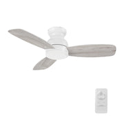 Carro Stanley 44in 3-Blade Flush Ceiling Fan | Modern White Whitewashed Plywood Blades | Bedroom & Living Room | 10.8 x 44 x | Model CFR443Q-N10-WP-1-FM