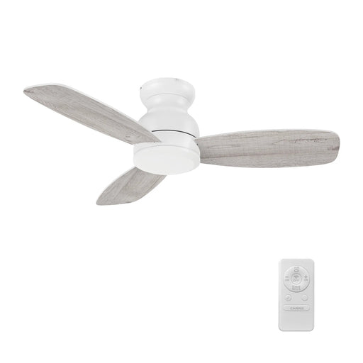 Carro Stanley 44in 3-Blade Flush Ceiling Fan | Modern White Whitewashed Plywood Blades | Bedroom & Living Room | 10.8 x 44 x | Model CFR443Q-N10-WP-1-FM