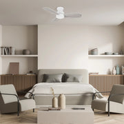 Carro Stanley 44in 3-Blade Flush Ceiling Fan | Modern White Whitewashed Plywood Blades | Bedroom & Living Room | 10.8 x 44 x | Model CFR443Q-N10-WP-1-FM