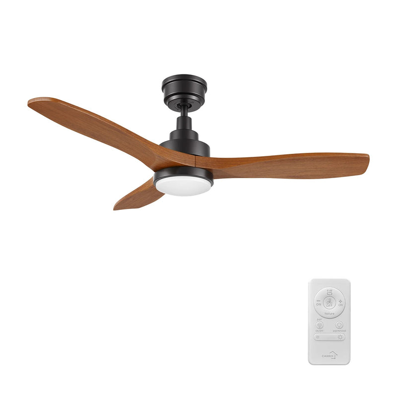 Carro Bonelli 48in 3-Blade Ceiling Fan | Modern Black Antique Walnut Solid Wood Blades | Living Room & Bedroom | 13.8 H x 48 W | Model CFR483K7-L11-BM2-1
