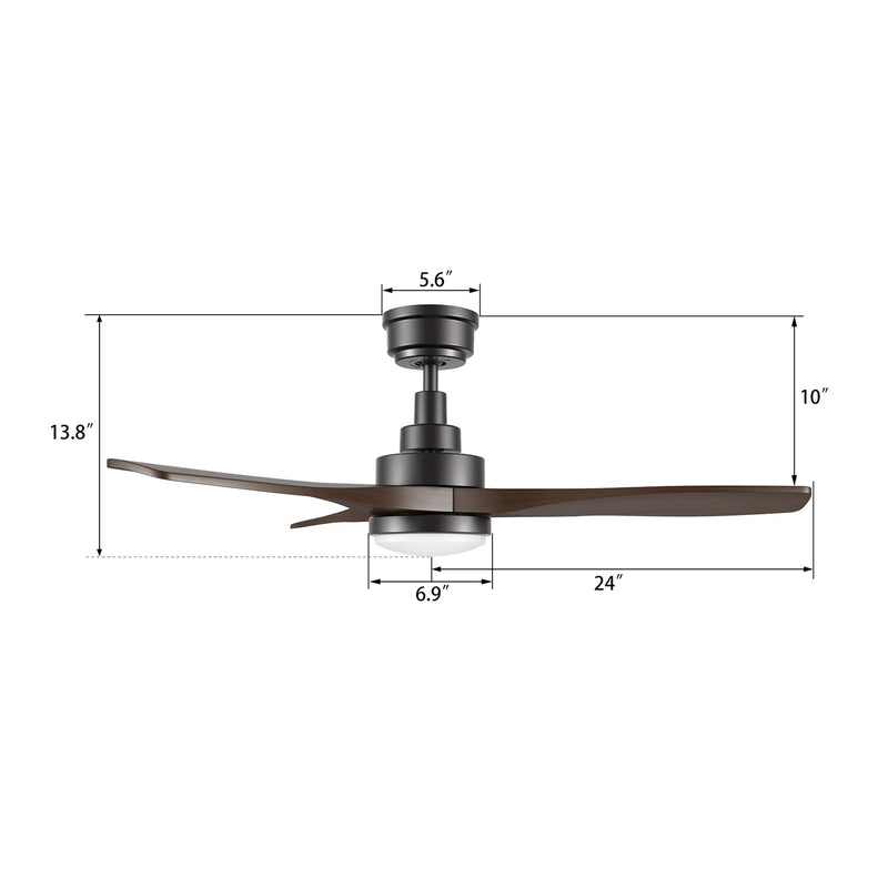 Carro Bonelli 48in 3-Blade Ceiling Fan | Modern Black Sambuca Solid Wood Blades | Living Room & Bedroom | 13.8 H x 48 W x 48 D | Model CFR483K7-L11-BM4-1