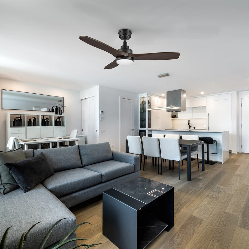 Carro Bonelli 48in 3-Blade Ceiling Fan | Modern Black Sambuca Solid Wood Blades | Living Room & Bedroom | 13.8 H x 48 W x 48 D | Model CFR483K7-L11-BM4-1