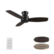 Carro Stanley 48in 3-Blade Flush Mount Ceiling Fan | Modern Black Barnwood Plywood Blades | Living Room & Bedroom | 10.8 H x | Model CFR483Q-N10-BG-1-FM