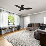 Carro Stanley 48in 3-Blade Flush Mount Ceiling Fan | Modern Black Barnwood Plywood Blades | Living Room & Bedroom | 10.8 H x | Model CFR483Q-N10-BG-1-FM