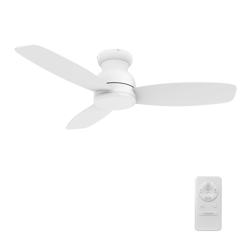 Carro Stanley 48in 3-Blade Flush Mount Ceiling Fan | Modern White Plywood Blades | Living Room & Bedroom | 48 x 48 x 10.8 in | Model CFR483Q-N10-W1-1-FM