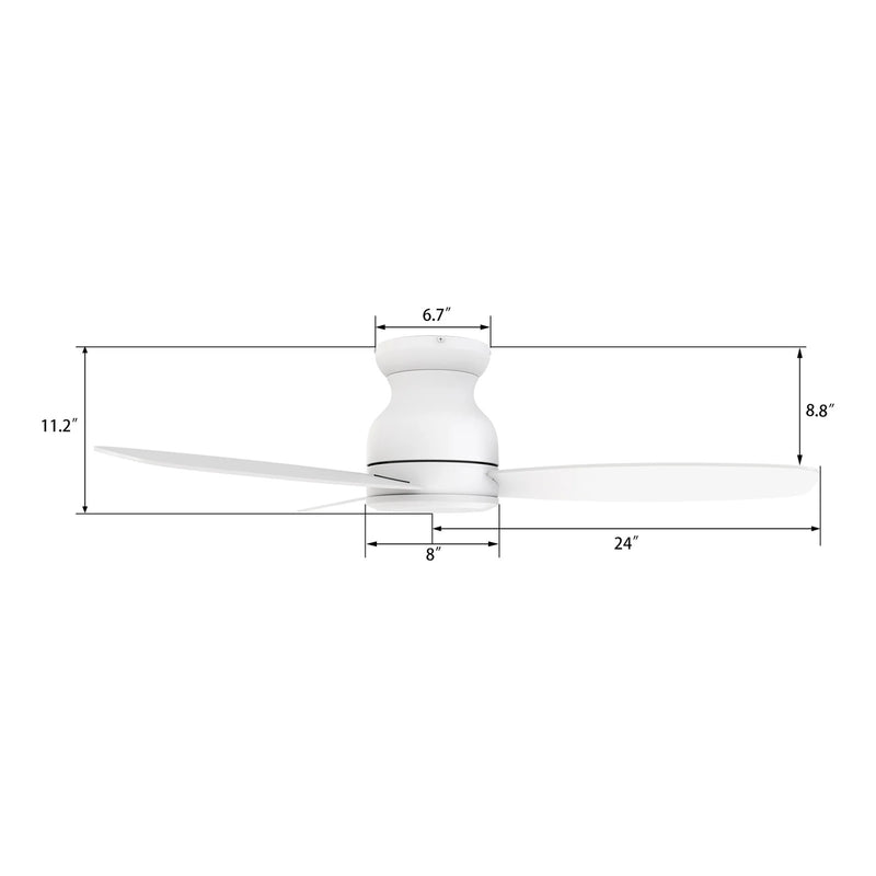 Carro Stanley 48in 3-Blade Flush Mount Ceiling Fan | Modern White Plywood Blades | Living Room & Bedroom | 48 x 48 x 10.8 in | Model CFR483Q-N10-W1-1-FM