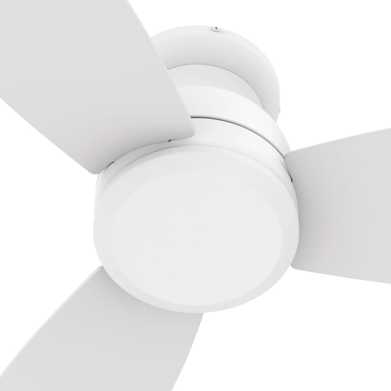 Carro Stanley 48in 3-Blade Flush Mount Ceiling Fan | Modern White Plywood Blades | Living Room & Bedroom | 48 x 48 x 10.8 in | Model CFR483Q-N10-W1-1-FM