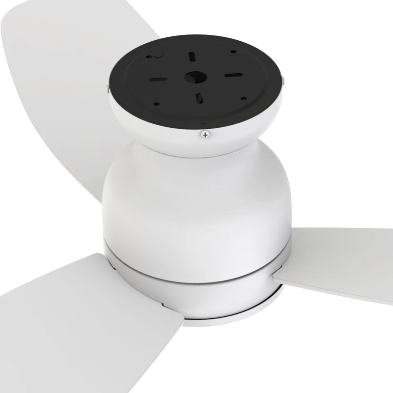 Carro Stanley 48in 3-Blade Flush Mount Ceiling Fan | Modern White Plywood Blades | Living Room & Bedroom | 48 x 48 x 10.8 in | Model CFR483Q-N10-W1-1-FM