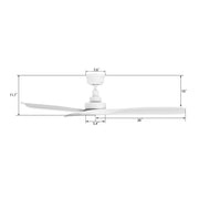 Carro Karsyn 52in 3-Blade Ceiling Fan | Modern White ABS Blades | Living Room & Large Bedroom | 52 x 52 x 11.7 in | Model CFR523A-N10-W1-1