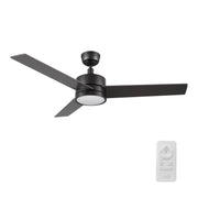 Carro Santana 52in 3-Blade Ceiling Fan with Light | Modern Black Plywood Blades & Integrated LED | Living Room & Large Bedroom | Model CFR523E5-L12-B2-1