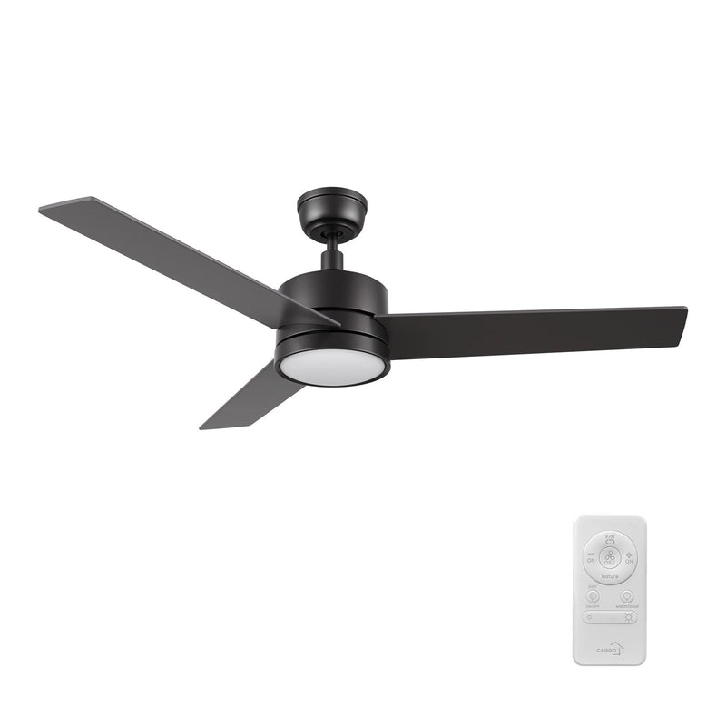 Carro Santana 52in 3-Blade Ceiling Fan with Light | Modern Black Plywood Blades & Integrated LED | Living Room & Large Bedroom | Model CFR523E5-L12-B2-1