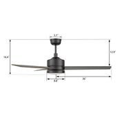 Carro Santana 52in 3-Blade Ceiling Fan with Light | Modern Black Plywood Blades & Integrated LED | Living Room & Large Bedroom | Model CFR523E5-L12-B2-1