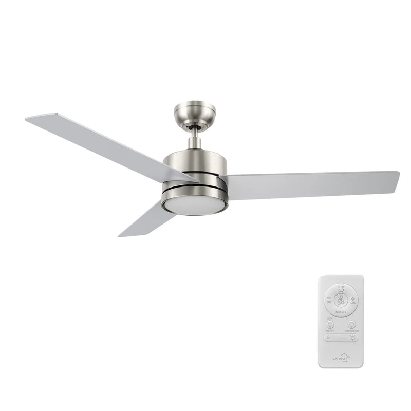 Carro Santana 52in Ceiling Fan | Brushed Nickel Plywood Blades and Integrated LED | Bedroom & Living Room Cooling | 52 x 52 x 15 | Model CFR523E5-L12-SJ-1