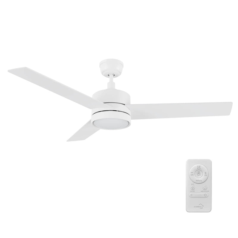 Carro Santana 52in Ceiling Fan | White Plywood Blades and Integrated LED | Bedroom & Living Room Cooling | 52 x 52 x 15 in | Model CFR523E5-L12-W1-1