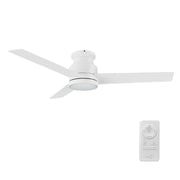 Carro Santana 52in Flush Mount Ceiling Fan with Light | White Plywood Blades and Integrated LED | Living Room & Bedroom | 52 | Model CFR523E5-L12-W1-1-FM