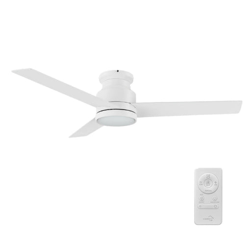 Carro Santana 52in Flush Mount Ceiling Fan with Light | White Plywood Blades and Integrated LED | Living Room & Bedroom | 52 | Model CFR523E5-L12-W1-1-FM