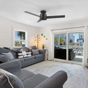 Carro Santana 52in Flush Mount Ceiling Fan | Black Plywood Blades and DC Motor | Living Room & Bedroom | 52 x 52 x 11 in | Model CFR523E5-N10-B2-1-FM