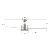 Carro Santana 52in Ceiling Fan with Remote | Brushed Nickel Plywood Blades and DC Motor | Living Room & Bedroom | 52 x 52 x 15 in | Model CFR523E5-N10-SJ-1