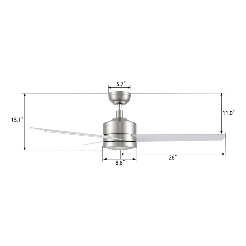 Carro Santana 52in Ceiling Fan with Remote | Brushed Nickel Plywood Blades and DC Motor | Living Room & Bedroom | 52 x 52 x 15 in | Model CFR523E5-N10-SJ-1