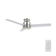 Carro Santana 52in 3-Blade Flush Mount Ceiling Fan | Brushed Nickel Plywood Blades | Living Room & Bedroom | 52 x 52 x 11 in | Model CFR523E5-N10-SJ-1-FM