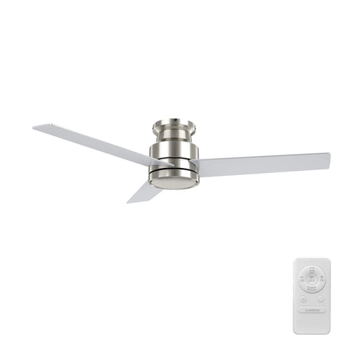 Carro Santana 52in 3-Blade Flush Mount Ceiling Fan | Brushed Nickel Plywood Blades | Living Room & Bedroom | 52 x 52 x 11 in | Model CFR523E5-N10-SJ-1-FM