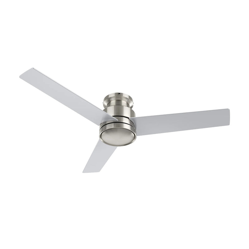 Carro Santana 52in 3-Blade Flush Mount Ceiling Fan | Brushed Nickel Plywood Blades | Living Room & Bedroom | 52 x 52 x 11 in | Model CFR523E5-N10-SJ-1-FM