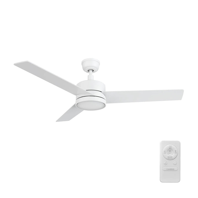 Carro Santana 52in 3-Blade Ceiling Fan | White Plywood Blades | Living Room & Bedroom | 52 x 52 x 15 in | Model CFR523E5-N10-W1-1
