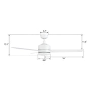 Carro Santana 52in 3-Blade Ceiling Fan | White Plywood Blades | Living Room & Bedroom | 52 x 52 x 15 in | Model CFR523E5-N10-W1-1