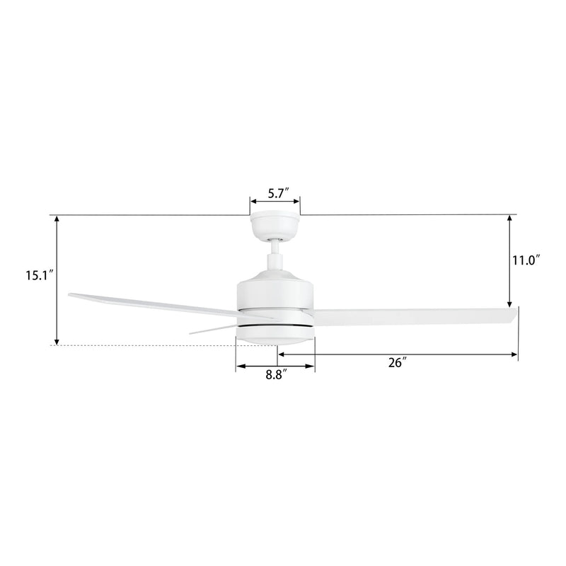 Carro Santana 52in 3-Blade Ceiling Fan | White Plywood Blades | Living Room & Bedroom | 52 x 52 x 15 in | Model CFR523E5-N10-W1-1