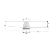 Carro Santana 52in 3-Blade Flush Mount Ceiling Fan | White Plywood Blades | Living Room & Bedroom | 52 x 52 x 11 in | Model CFR523E5-N10-W1-1-FM