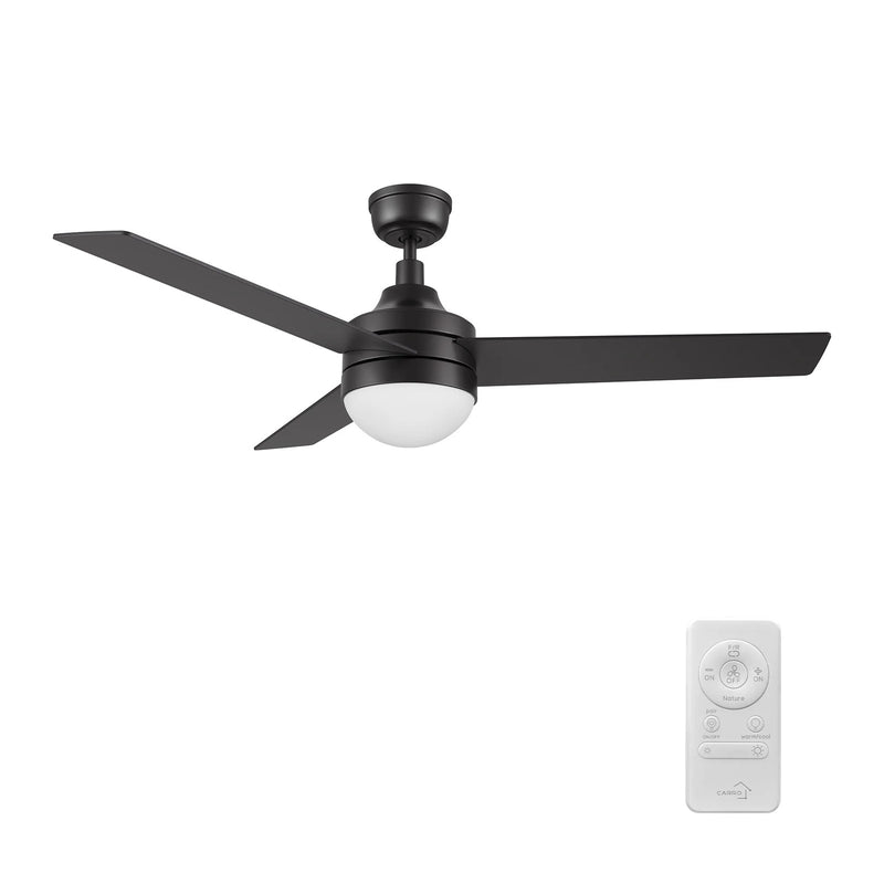 Carro Kimball 52in 3-Blade Ceiling Fan | Black Plywood Blades with Integrated LED | Living Room & Bedroom | 52 x 52 x 16.9 in | Model CFR523E6-L12-B2-1