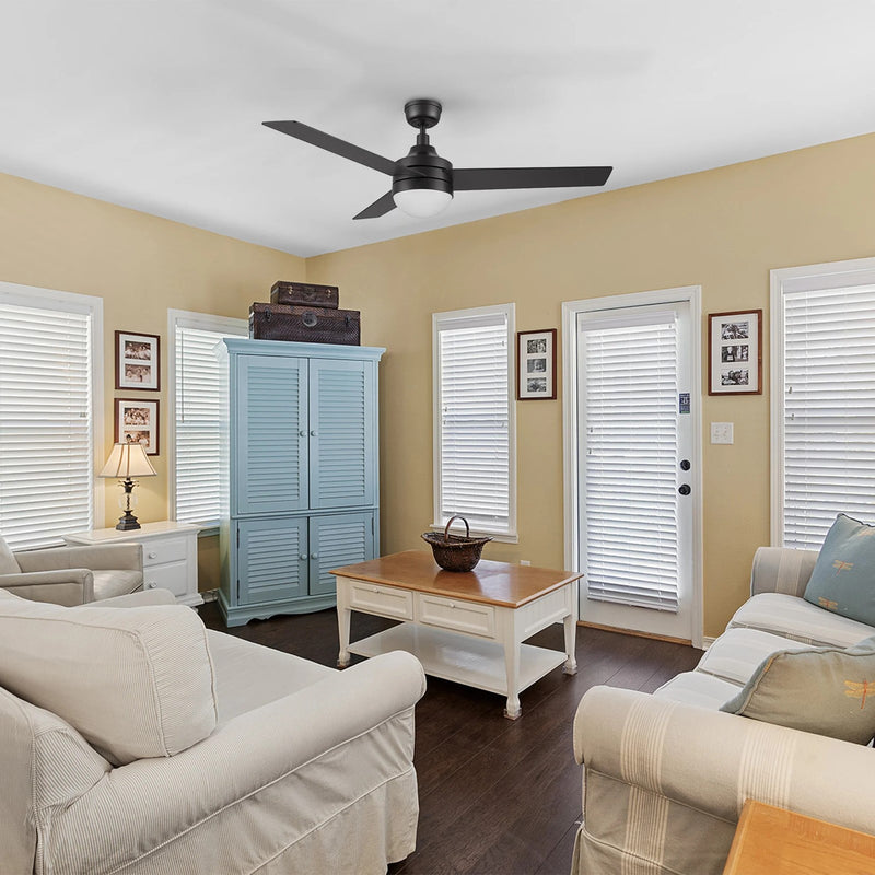 Carro Kimball 52in 3-Blade Ceiling Fan | Black Plywood Blades with Integrated LED | Living Room & Bedroom | 52 x 52 x 16.9 in | Model CFR523E6-L12-B2-1