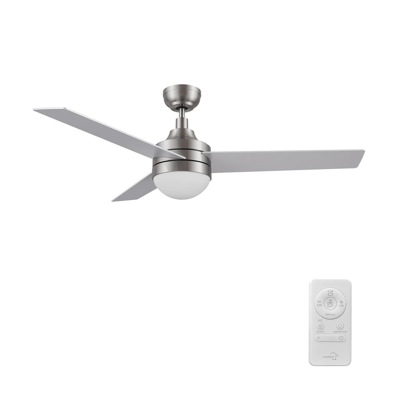 Carro Kimball 52in 3-Blade Ceiling Fan | Brushed Nickel Plywood Blades and Integrated LED | Living Room & Bedroom | 16.9 x 52 x | Model CFR523E6-L12-SJ-1