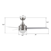 Carro Kimball 52in 3-Blade Ceiling Fan | Brushed Nickel Plywood Blades and Integrated LED | Living Room & Bedroom | 16.9 x 52 x | Model CFR523E6-L12-SJ-1