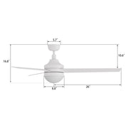 Carro Kimball 52in 3-Blade Ceiling Fan | White Plywood Blades and Integrated LED | Living Room & Bedroom | 16.9 x 52 x 52 in | Model CFR523E6-L12-W1-1