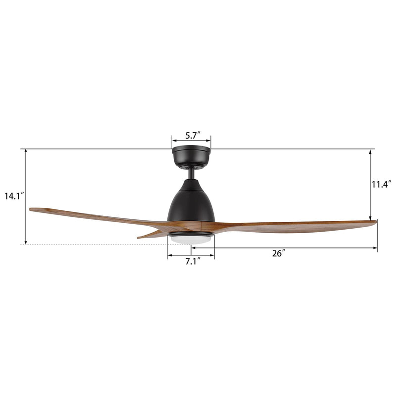 Carro Phoenix 52in 3-Blade Ceiling Fan | Black Antique Walnut Solid Wood Blades and Integrated LED | Living Room & Bedroom | Model CFR523K2-L11-BM2-1