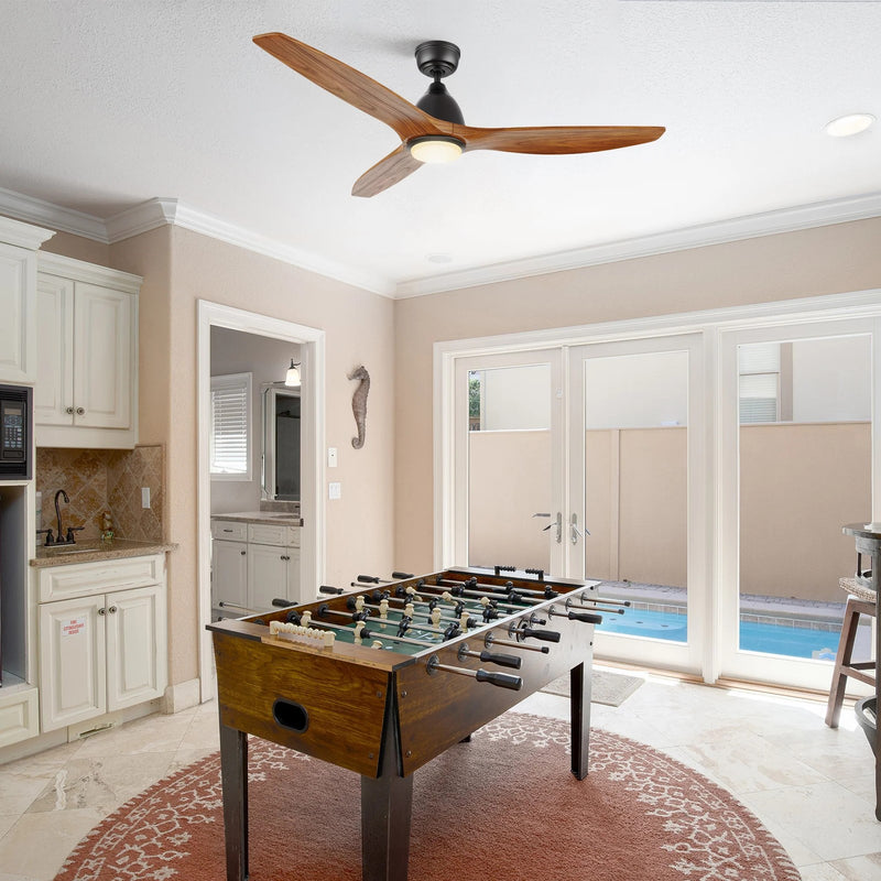 Carro Phoenix 52in 3-Blade Ceiling Fan | Black Antique Walnut Solid Wood Blades and Integrated LED | Living Room & Bedroom | Model CFR523K2-L11-BM2-1