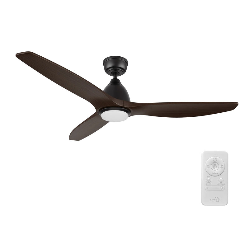 Carro Phoenix 52in 3-Blade Ceiling Fan | Black Sambuca Solid Wood Blades and Integrated LED | Living Room & Bedroom | 14.1 x 52 | Model CFR523K2-L11-BM4-1