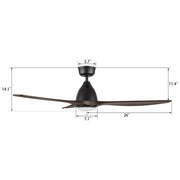 Carro Phoenix 52in 3-Blade Ceiling Fan | Black Sambuca Solid Wood Blades and Integrated LED | Living Room & Bedroom | 14.1 x 52 | Model CFR523K2-L11-BM4-1