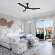 Carro Phoenix 52in 3-Blade Ceiling Fan | Black Sambuca Solid Wood Blades and Integrated LED | Living Room & Bedroom | 14.1 x 52 | Model CFR523K2-L11-BM4-1