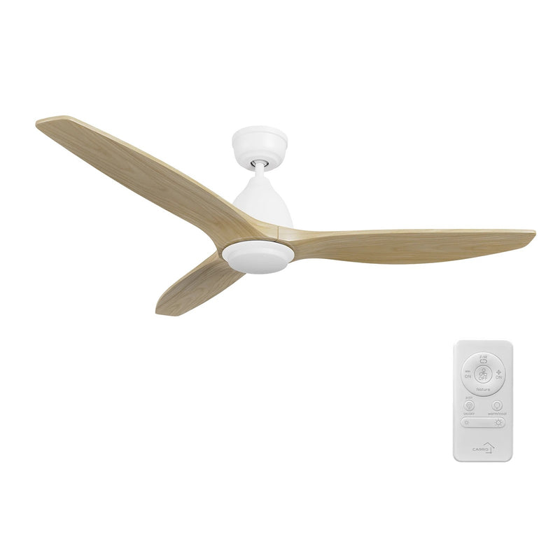 Carro Phoenix 52in 3-Blade Ceiling Fan with Light | Soft Modern White Natural and Solid Wood | Living Room & Bedroom | 52 x 52 | Model CFR523K2-L11-WM5-1