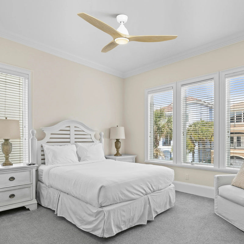 Carro Phoenix 52in 3-Blade Ceiling Fan with Light | Soft Modern White Natural and Solid Wood | Living Room & Bedroom | 52 x 52 | Model CFR523K2-L11-WM5-1