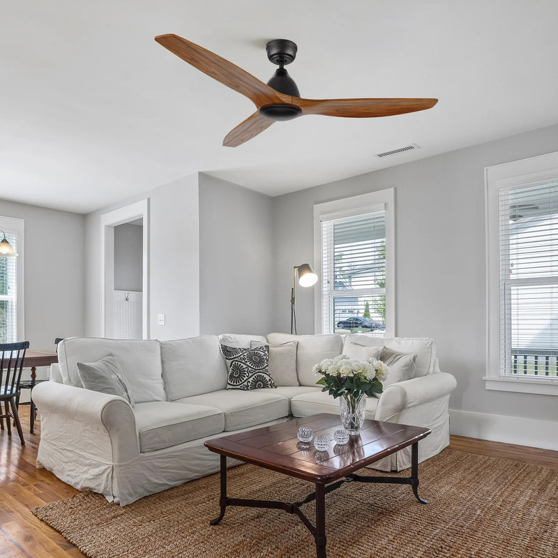Carro Phoenix 52in 3-Blade Ceiling Fan | Modern Black Antique Walnut and Solid Wood | Living Room & Bedroom | 52 x 52 x 14.1 | Model CFR523K2-N10-BM2-1