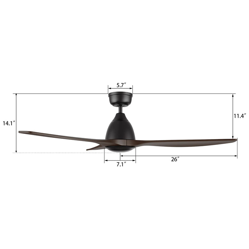 Carro Phoenix 52in 3-Blade Ceiling Fan | Modern Black Sambuca and Solid Wood | Living Room & Bedroom | 52 x 52 x 14.1 in, DC | Model CFR523K2-N10-BM4-1
