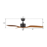 Carro Garnett 52in Ceiling Fan | Black Finish Solid Wood Blades | Indoor Living Room & Bedroom | 52 x 52 x 11.8 in, 10-Speed DC | Model CFR523K5-N10-BM2-1